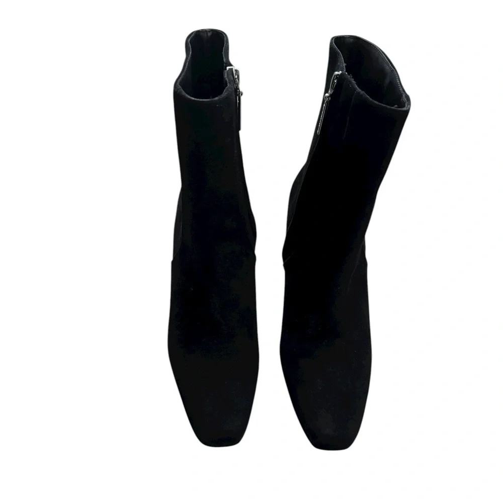NEW Larroude Alexis Boots Suede Metallic Heel Side Zip size 7.5